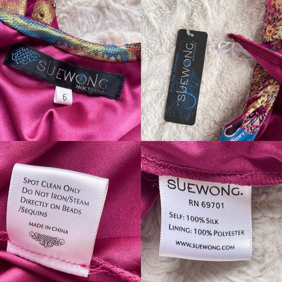 SOLD New Sue Wong beaded silk halter prom dress gown cocktail long pink Nocturne - Picture 4 of 13